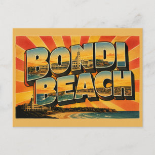 Bondi Beach NSW Australien Vintage Reise Kunst Postkarte