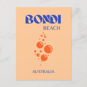 Bondi Beach, Preppy Art, Orange, Blue Feiertagspostkarte