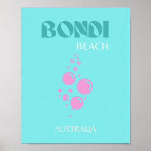 Bondi Beach, Travel Art, Blue Aqua Poster