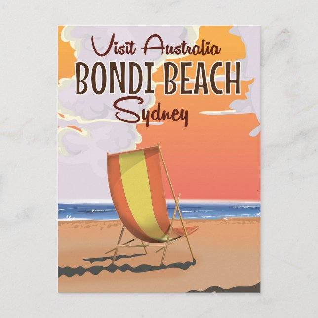 Bondi Beach Vintage Travel Poster Postkarte (Vorderseite)