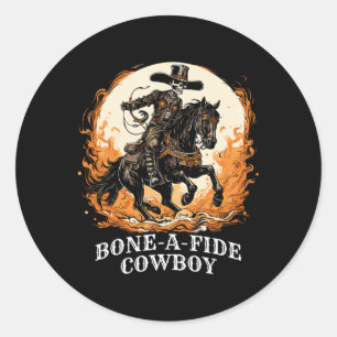 Bone-a-fide Halloween Cowboy Spooky Skeleton Rodeo Runder Aufkleber
