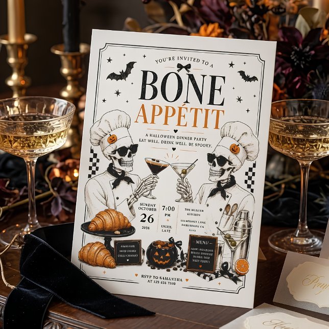 Bone Appétit Halloween-Dinnerparty  Feiertagskarte (Von Creator hochgeladen)