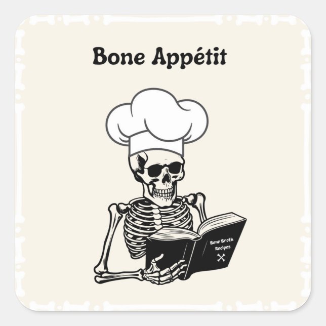 Bone Appétit Halloween Skeleton Koch Stickers (Vorderseite)