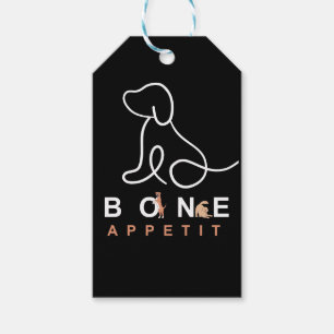 Bone Appetit   Schwarze und weiße Hundetorten-Verp Geschenkanhänger