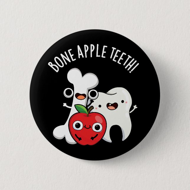 Bone Apple Teeth Lustiger Bona Appetit Wortwitz Du Button (Vorderseite)