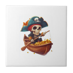 Bone Buccaneer – Lustiger Piratenschädel Fliese