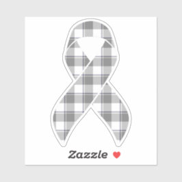 Bone Cancer Awareness Plaid Gray Ribbon Aufkleber
