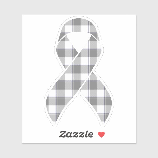 Bone Cancer Awareness Plaid Gray Ribbon Aufkleber (Blatt)
