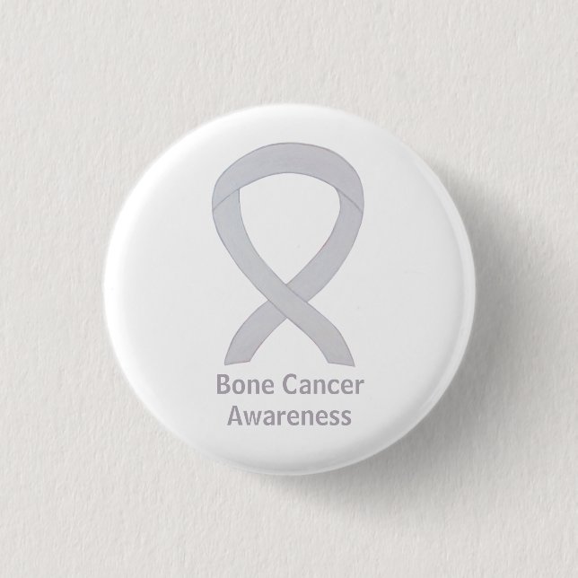 Bone Cancer White Awareness Ribbon Custom Buttons (Vorderseite)