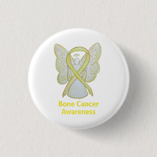 Bone Cancer Yellow Angel Awareness Ribbon Button