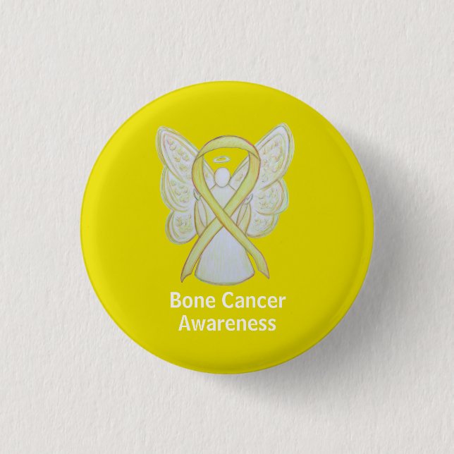 Bone Cancer Yellow Angel Awareness Ribbon Button (Vorderseite)