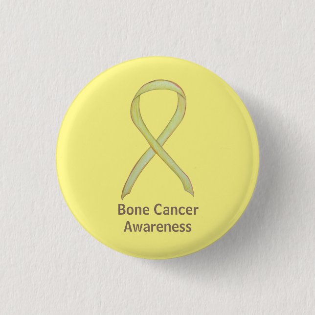 Bone Cancer Yellow Awareness Ribbon Custom Buttons (Vorderseite)