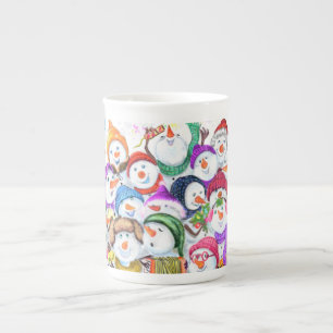 Bone China Tasse mit Weihnachts-Schneemännern