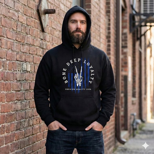 Bone Deep Loyalty Skeleton Hand USA Flag Hoodie (Von Creator hochgeladen)
