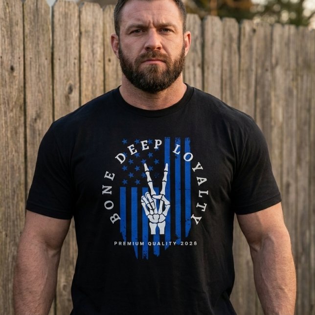 Bone Deep Loyalty Skeleton Hand USA Flag T-Shirt (Von Creator hochgeladen)