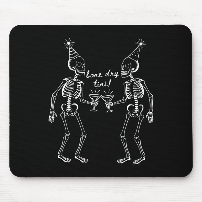 Bone Dry Tini Skeleton Trinken Martini Schwanz Hal Mousepad (Vorne)