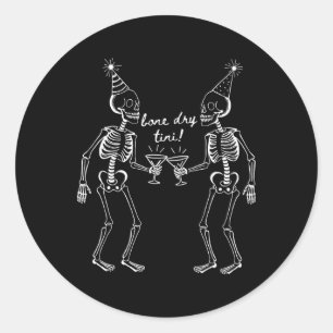 Bone Dry Tini Skeleton Trinken Martini Schwanz Hal Runder Aufkleber