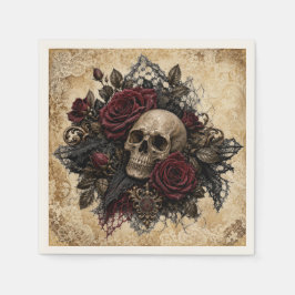 Bone Gothic Totenkopf & Rosen Halloween Cocktail S Serviette