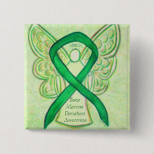 Bone Marrow Spenden Awareness Angel Ribbon Button