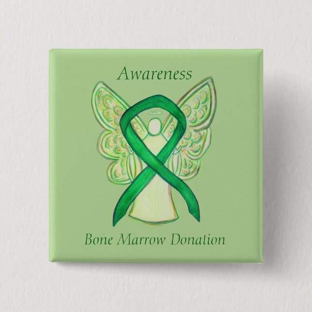 Bone Marrow Spenden Awareness Angel Ribbon Button (Vorderseite)