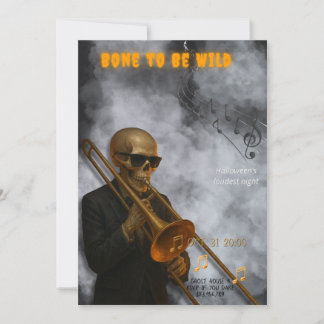 Bone to Be Wild - Skelett-Posaune | Halloween Einladung