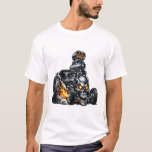 Bonecrusher Hot Rod T-Shirt<br><div class="desc">Dominate the streets with the Bonecrusher Hot Rod! This high-impact design features an exaggerated side-angle hot rod with massive rear tires, a towering engine, and a skull-shaped grille with glowing eyes, giving it an unmistakable edgy personality. Perfect for fans of monster hot rods, retro muscle cars, and bold automotive art....</div>