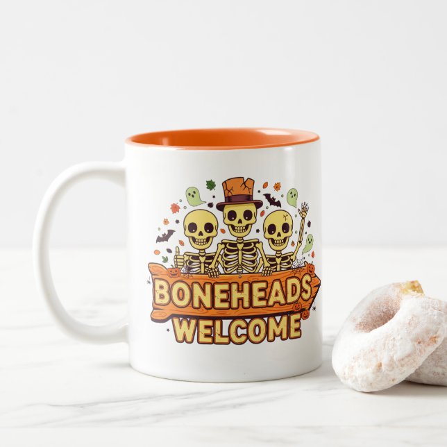 Boneheads Willkommen Zweifarbige Tasse (Mit Donut)