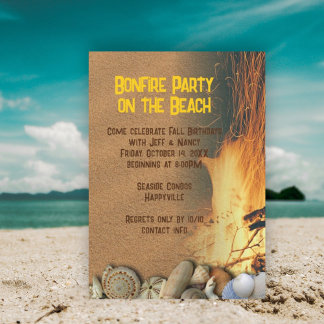 Bonfire Beach Muscheln Außenbereich Party Einladung