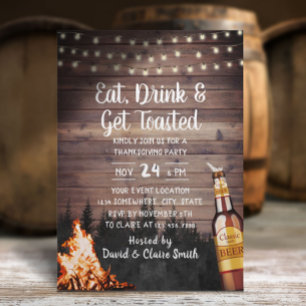 Bonfire & Beer Rustikaler Erntedank Einladung