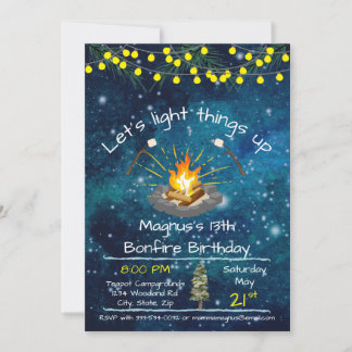 Bonfire Birthday 12x18 Einladung