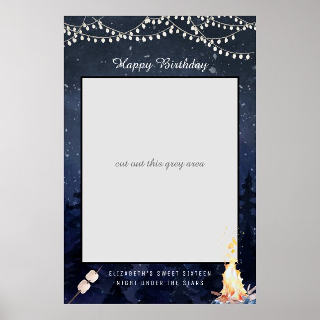 Bonfire Camping | Geburtstag Foto Prop-Zeichen Poster (Vorne)