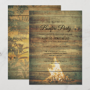 Bonfire Graduation Party Rustic Boy High School Einladung