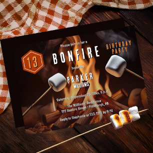 Bonfire Marshmallow Roast 13. Geburtstagsparty Einladung