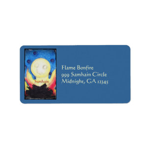Bonfire Moon Samhain Hexe Wiccan Pagan Adressaufkleber