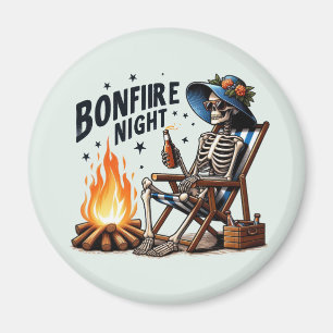 Bonfire Nacht - Skelett Drinken durch das Feuer Magnet