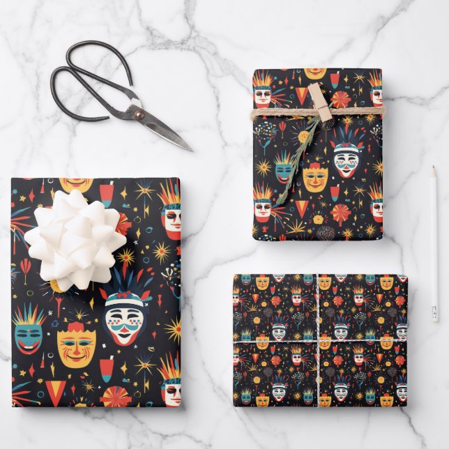 Bonfire Night Vereinigtes Muster 1 Geschenkpapier Set (Vorderseite)