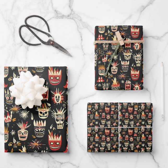 Bonfire Night Vereinigtes Muster 2 Geschenkpapier Set (Vorderseite)