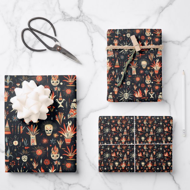 Bonfire Night Vereinigtes Muster 3 Geschenkpapier Set (Vorderseite)