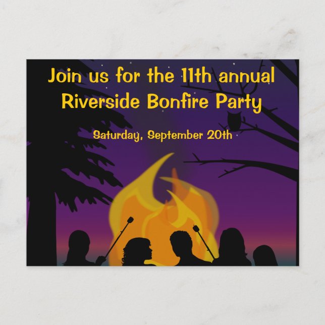 Bonfire Outdoor Party Postcard Einladung (Vorderseite)
