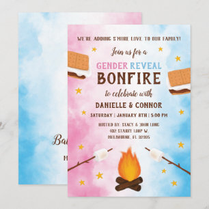 Bonfire S'more Liebe Baby Gender Offenlegung Einla Einladung