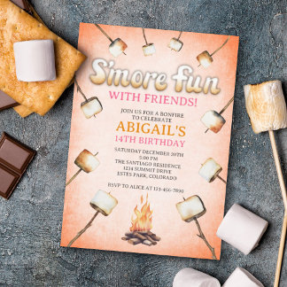 Bonfire Smores Birthday Einladung