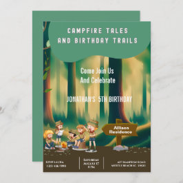 Bonfire Woodland Camping Geburtstagsparty im Freie Einladung