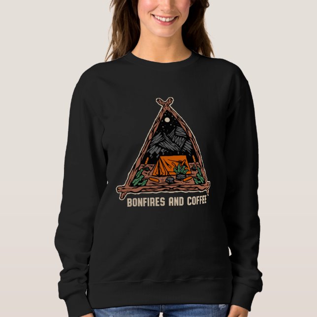 Bonfires and Coffee Camping Coffee Camper Caffeine Sweatshirt (Vorderseite)