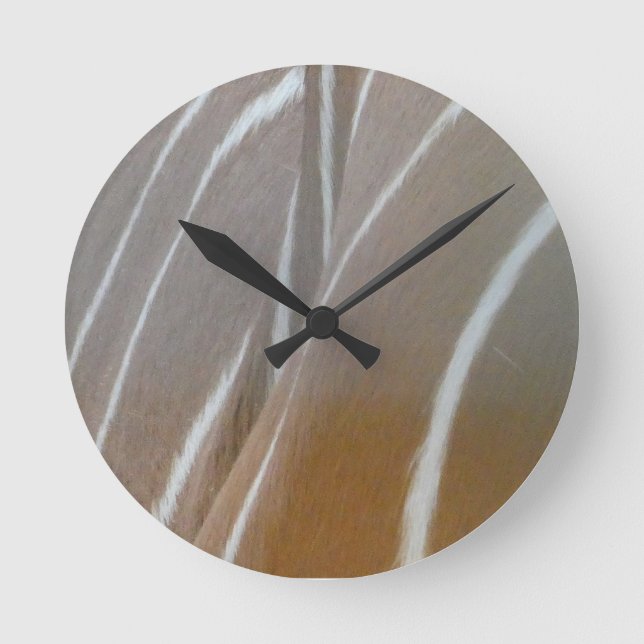 Bongo Antelope Skin Pattern Round Clock Runde Wanduhr (Vorderseite)