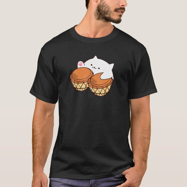 Bongo Cat Merch Cute Cat Meme T-Shirt (Vorderseite)