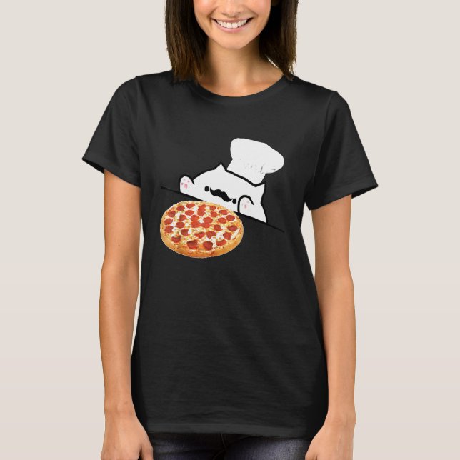 Bongo Cat Pizza Koch dank Memes T-Shirt (Vorderseite)