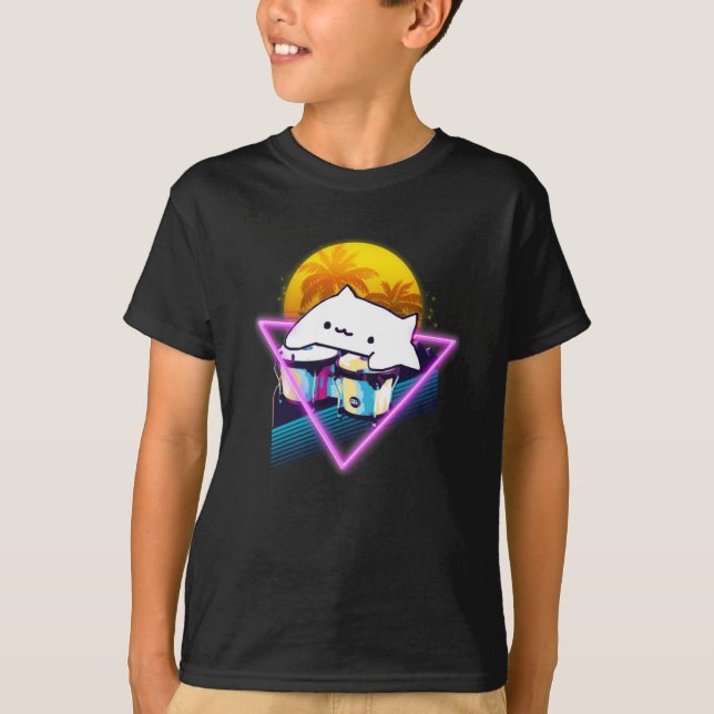 Bongo Cat Retro 80er Vaporwave Outrun Style T-Shirt (Vorderseite)