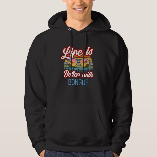 Bongos Retro Sunset Life ist besser mit Bongos! Hoodie (Vorderseite)