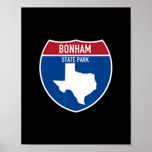 Bonham State Park Texas Tx Highway Urlaubsandenken Poster