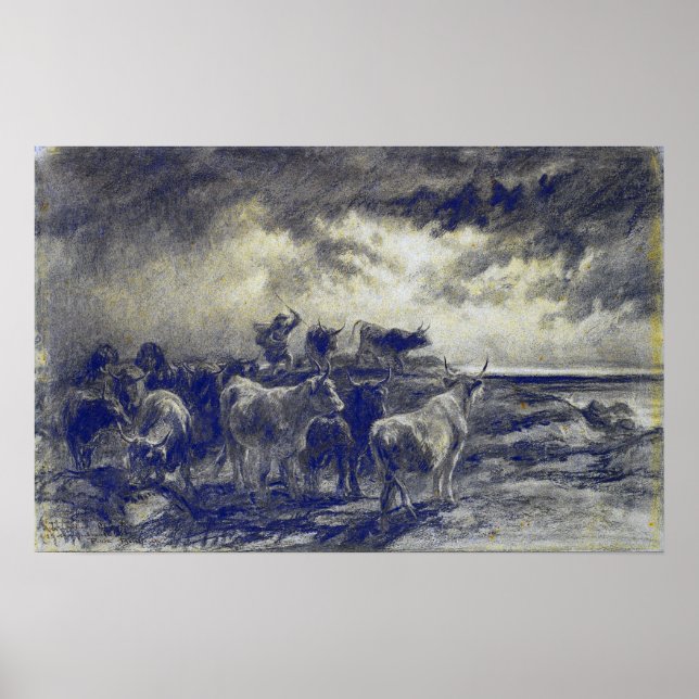 Bonheur - Eine Kühe, die Rinder fährt Poster (Vorne)